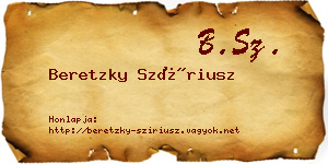 Beretzky Szíriusz névjegykártya